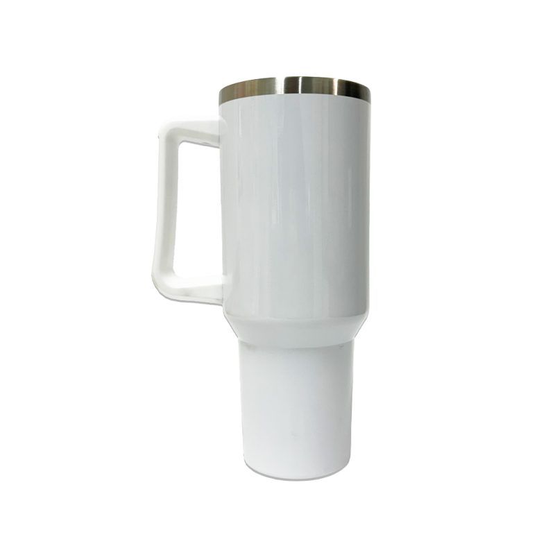 40oz White Sublimation Tumbler Side Shot No Lid