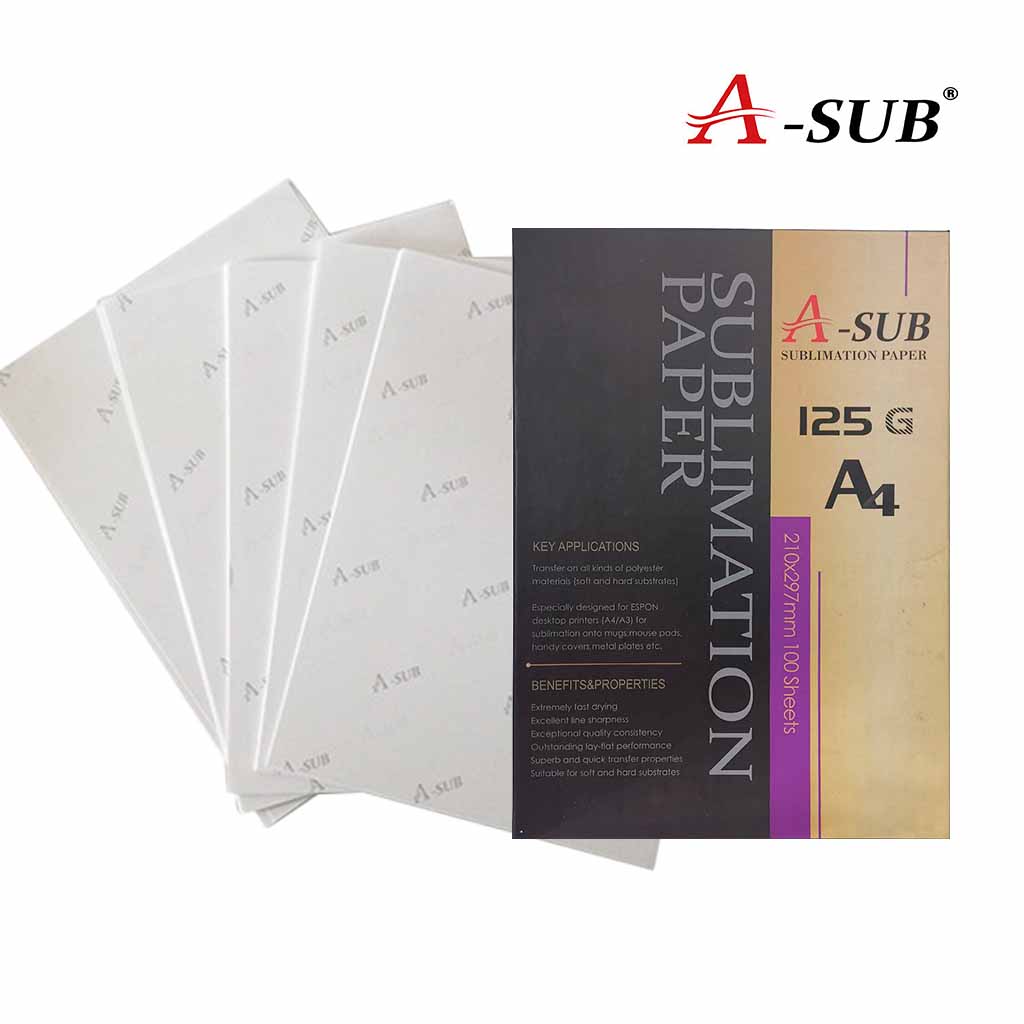 A-SUB Sublimation Paper A4, 210x297mm, 100 Sheets, 120gsm